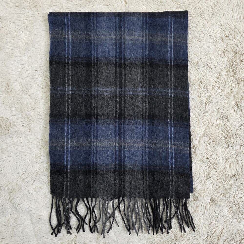 Suantrai of Ireland 100% Soft Wool Long Rectangle Blue Gray Scarf Unisex 70x12"